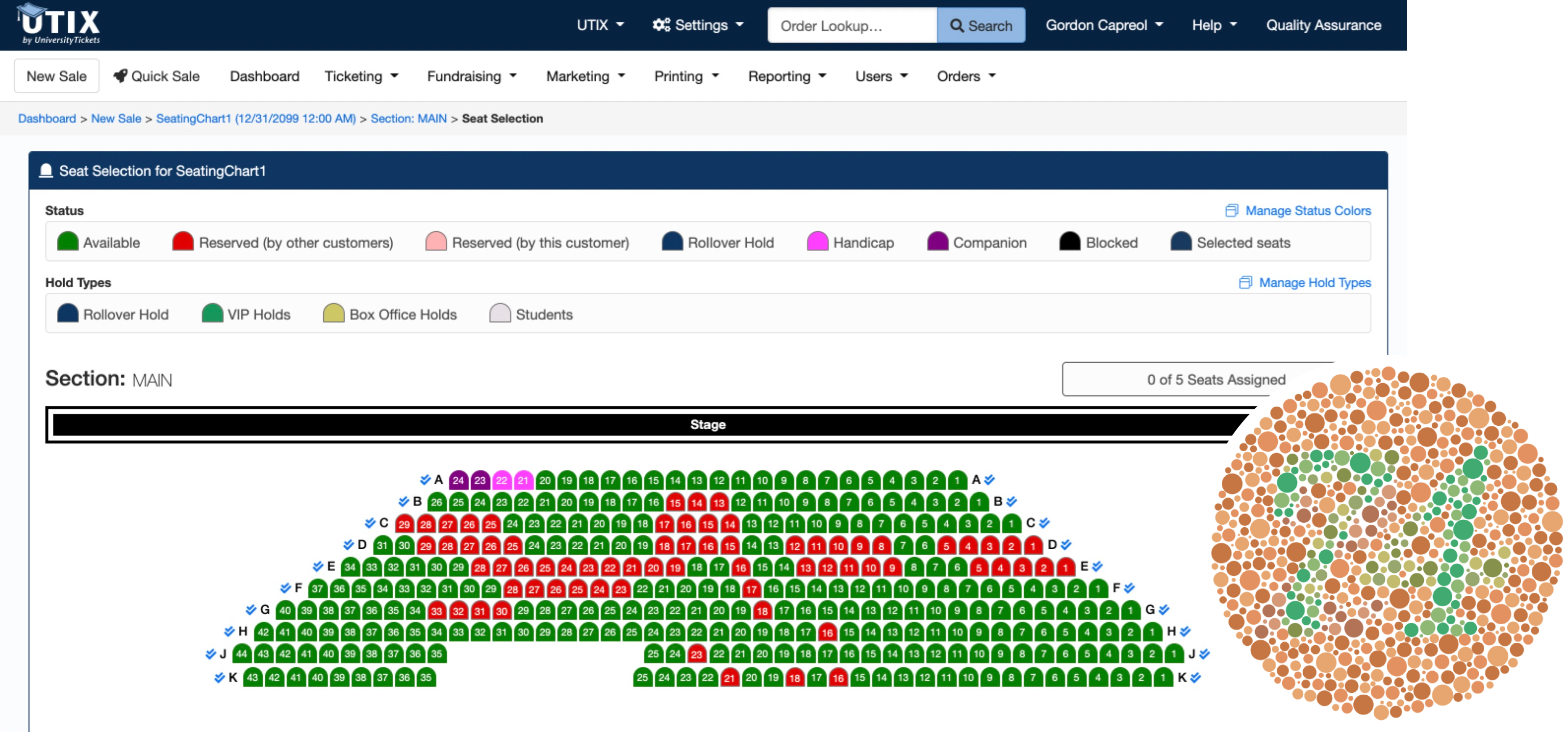 Colorblind accessible seat selection interface