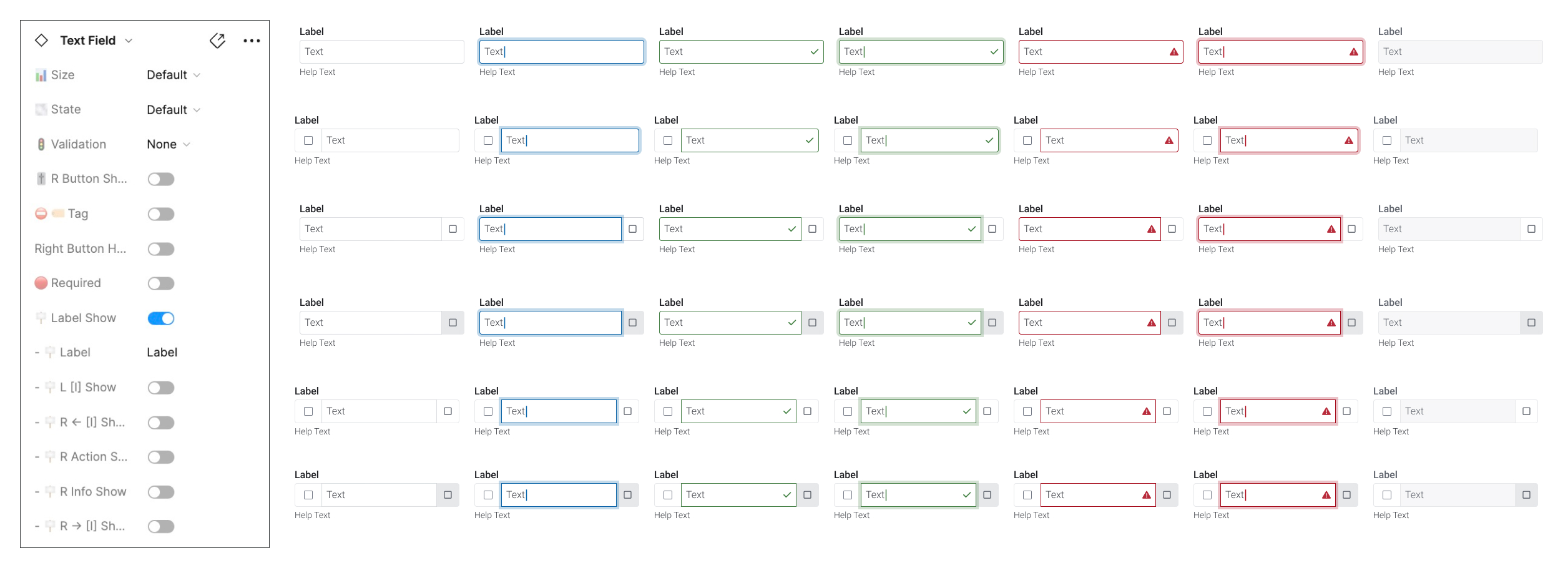 Input field component variants