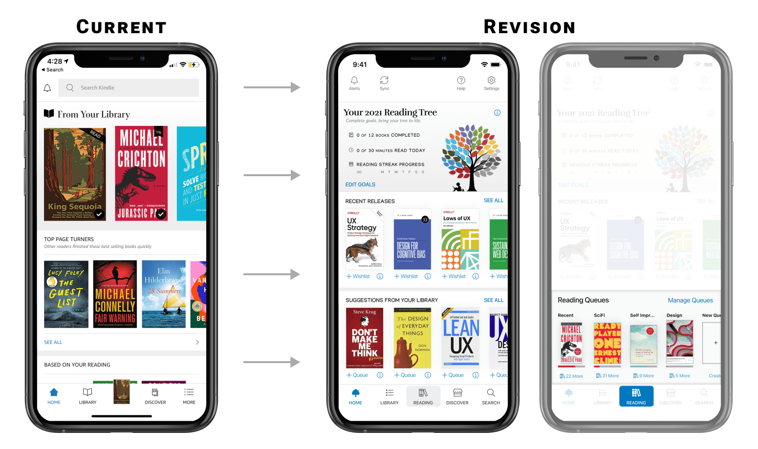 Redesigned screens for the Amazon Kindle iPhone app