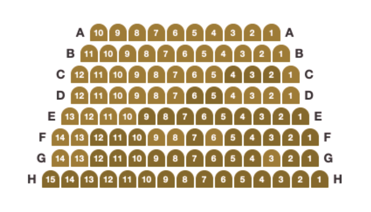 Updated seating chart — Deuteranopia (red/green)