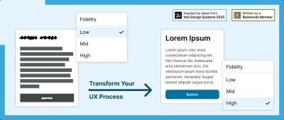 Components switching between low, mid, and high fidelity design modes
